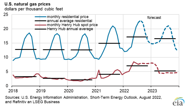 US natural gas price