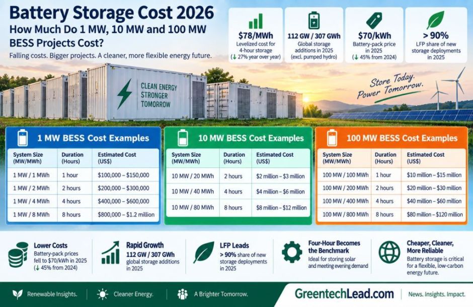 Battery storage cost calculation