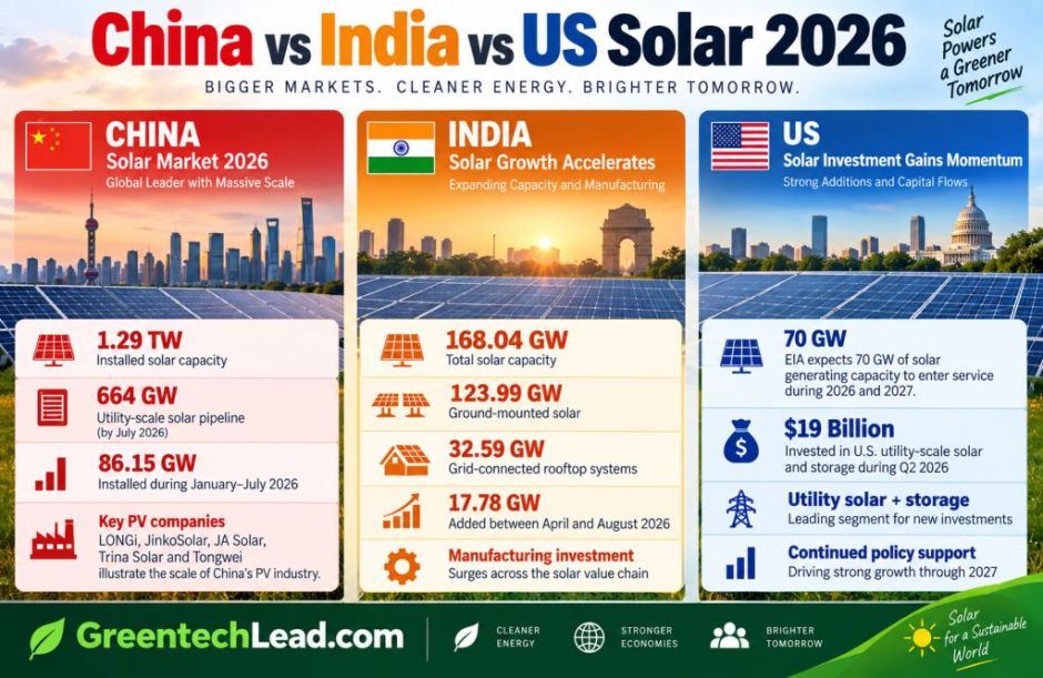 China vs India vs US solar projects 2026