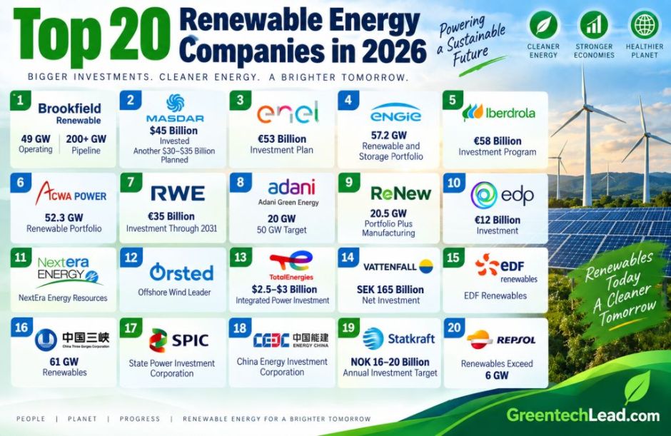 Leading renewable energy companies 2026