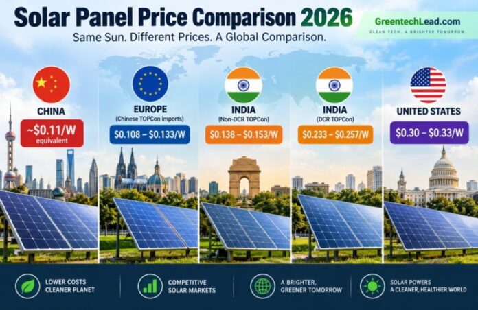 Solar panel price comparison 2026