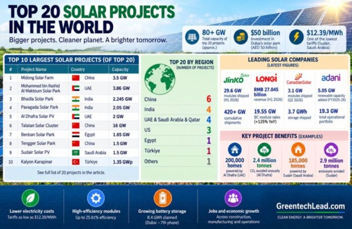 Top 20 solar power projects in 2026