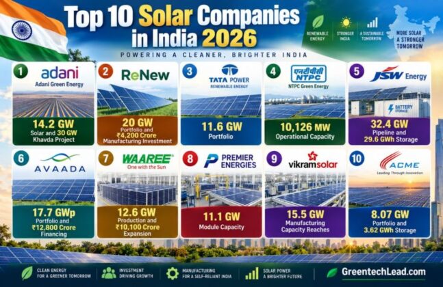 Top 10 Solar Companies in India 2026: Adani, ReNew, Tata Power Lead ...