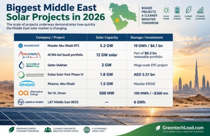 Top solar projects in Middle East 2026