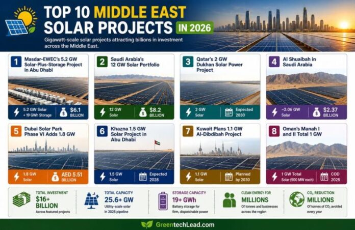 Top solar projects in Middle East 2026