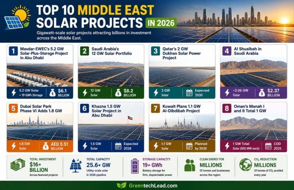 Top solar projects in Middle East 2026