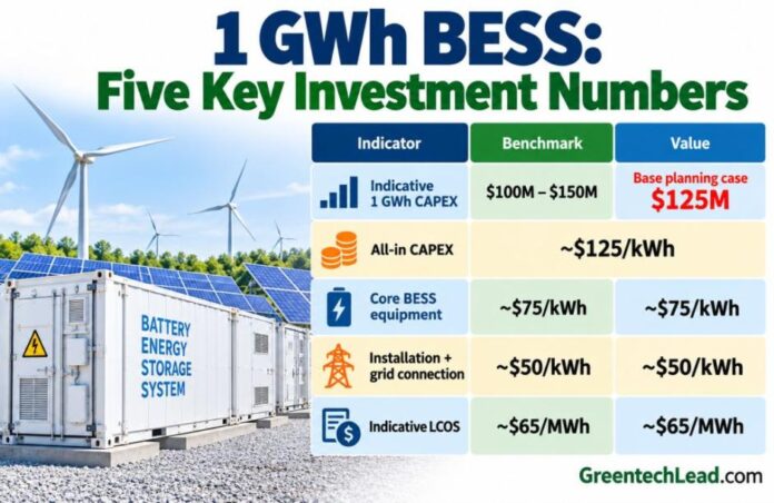 1 GWh Battery Storage System Cost