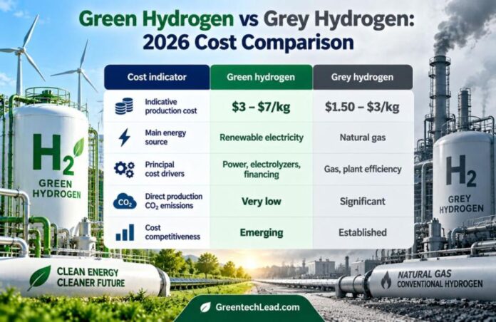 Green Hydrogen vs Grey Hydrogen 2026 Cost Comparison